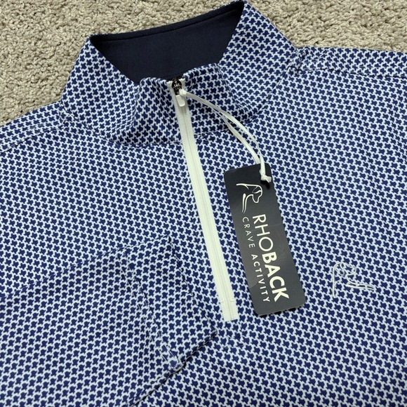 Rhoback Other - Rhoback 1/4 Q-Zip Performance Pullover Dont Mess Texas AOP Blue White Mens Small